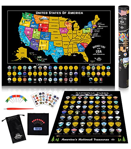 USA Scratch Off Map + National Parks Poster by Bright Standards