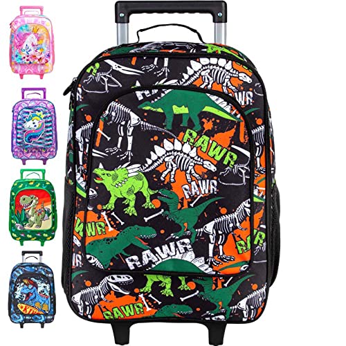 Dinosaur Rolling Travel Carry on Suitcase for Toddler Boys