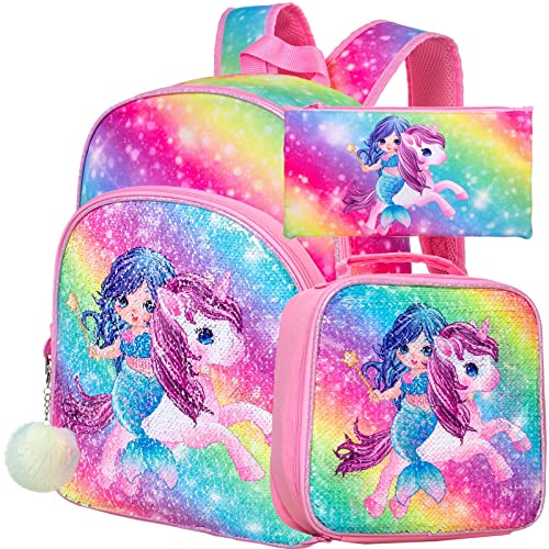 ZLYERT Unicorn Mermaid Backpack for Girls