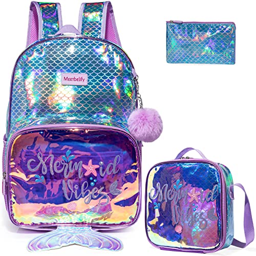 Kids Mermaid Backpack for School - 3PCS Set