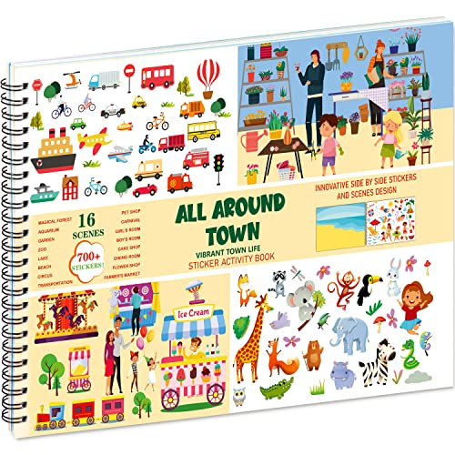 Sticker Coloring Book for Kids: Reusable Stickers & Scenes