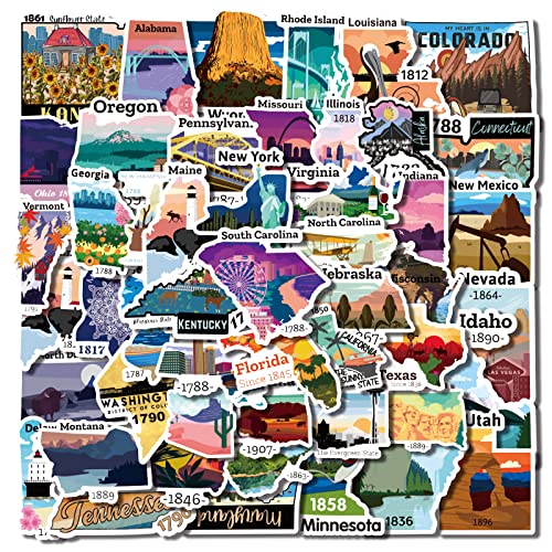 51PCS National Map Stickers for Travel