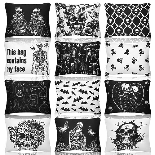 12 Pcs Goth Makeup Bags Skeleton Makeup Bag