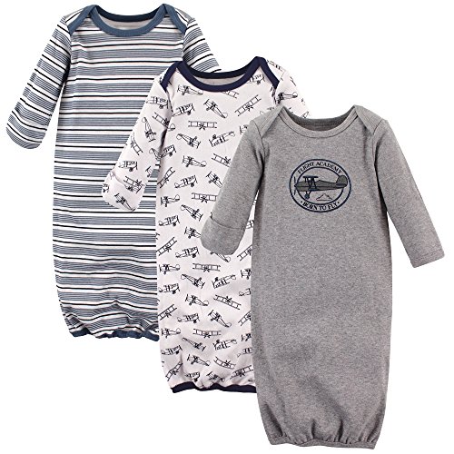 Hudson Baby Cotton Gowns, Aviation Design, 0-6 Months