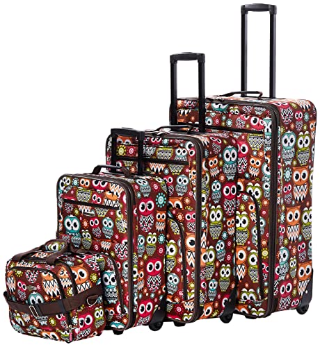 Rockland Jungle Luggage Set, Expandable, Owl, 4-Piece