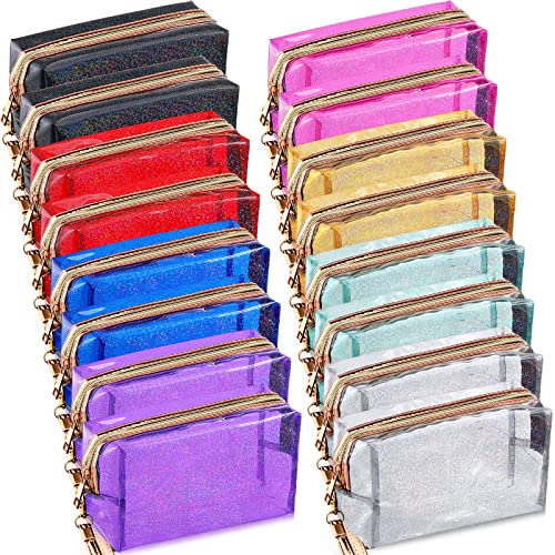 Glitter Translucent Makeup Bag Zippered Toiletry Bag