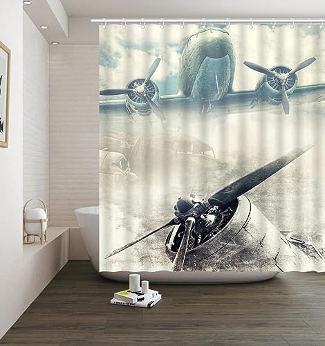 Retro Airplane Shower Curtain