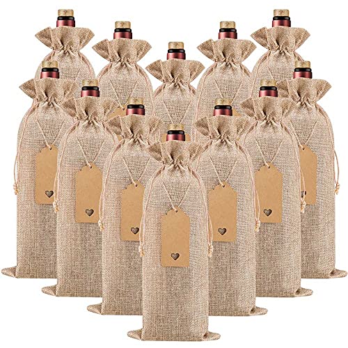 Homum 12Pcs Burlap Wine Bags and Gift Tags