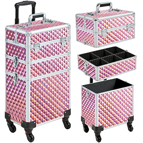 Yaheetech Rolling Makeup Train Case