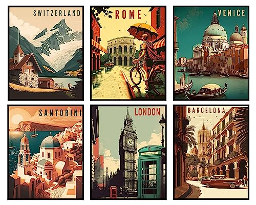 Vintage Travel Posters Set of 6 Unframed