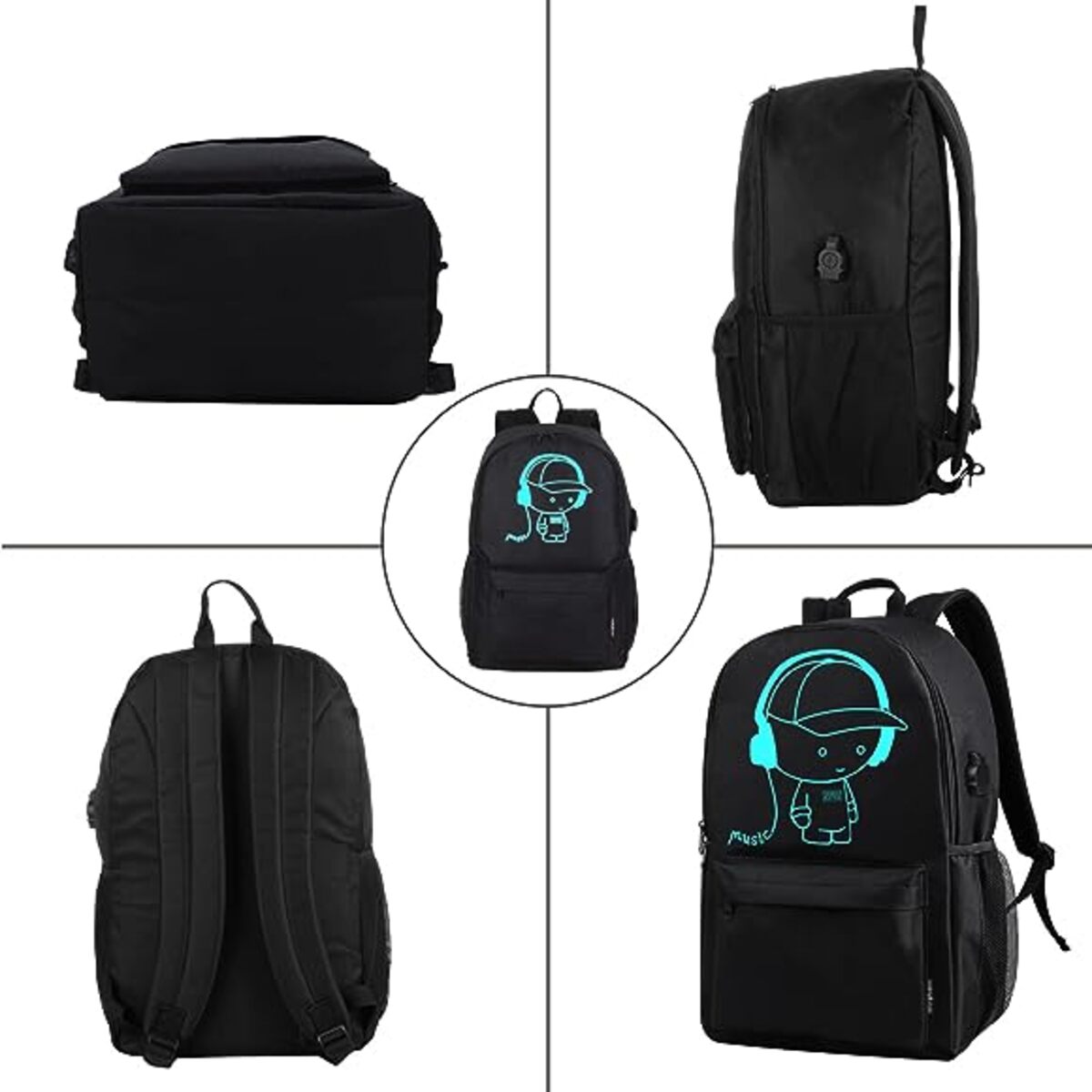 FLYMEI Cool Backpack with USB Charging Port, Anime Backpack for Teens 15.6  inch Laptop Backpack, Luminous Bookbags for Boys Durable Backpack for