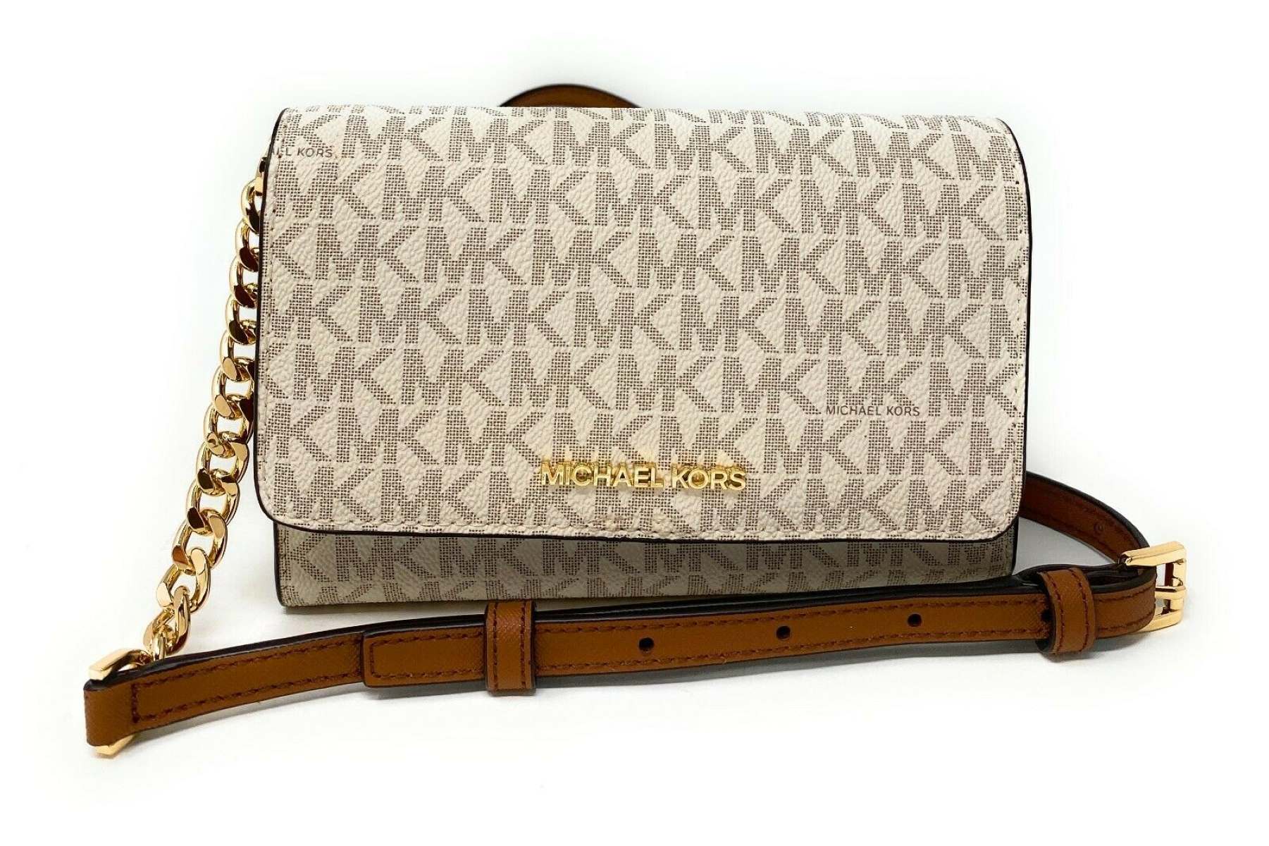 Michael Kors MK Jet Set Travel Dome MD Crossbody Bag - Vanilla in 2023