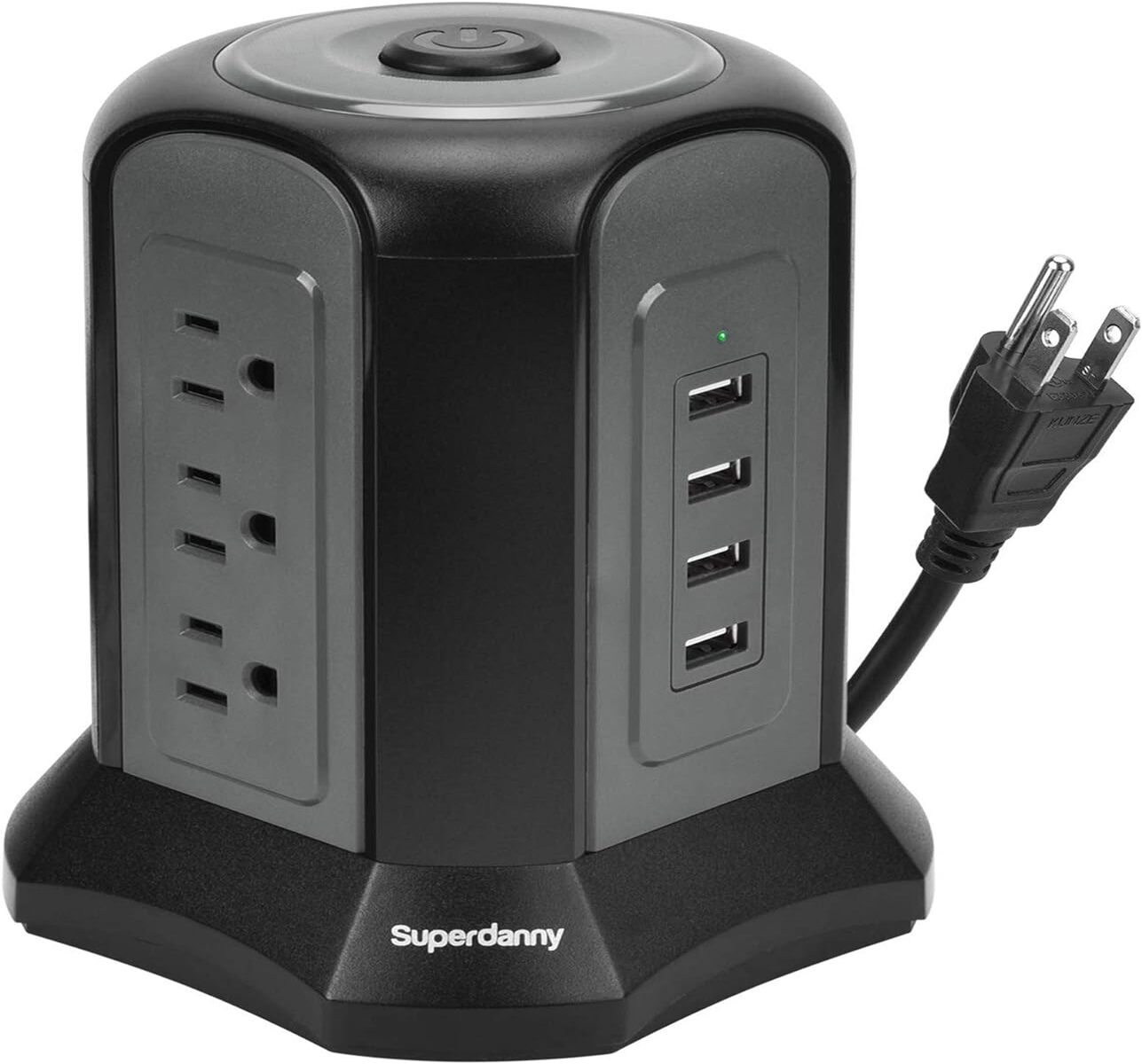 JACKYLED 12 AC Outlets Power Strip Tower Surge Protector 10 Ft Extension  Cord