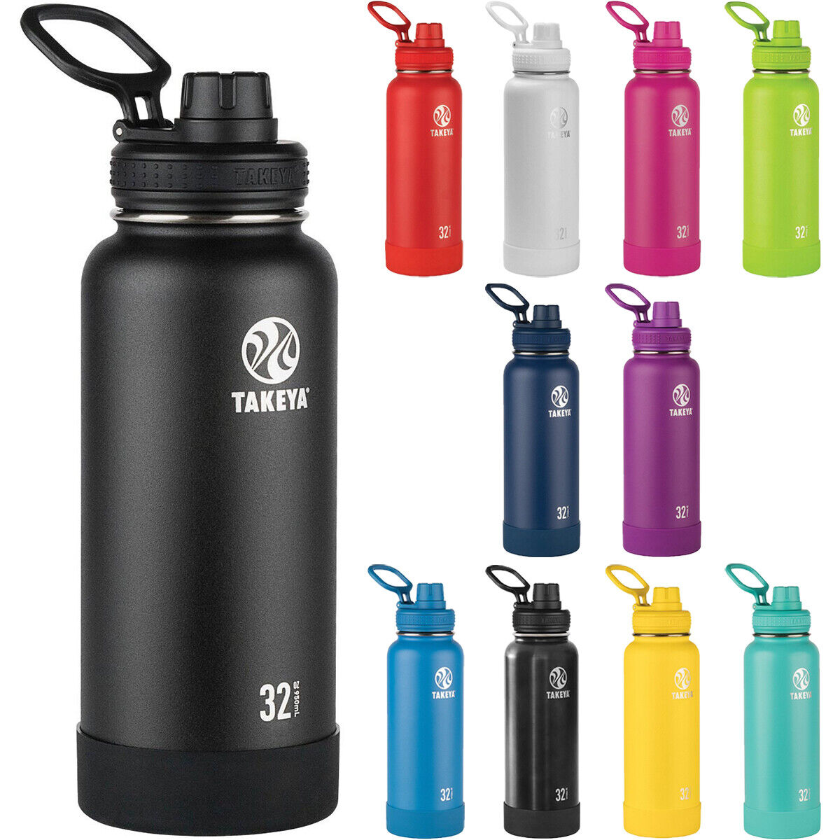 Elvira 32oz Vacuum Insulated Stainless Steel Water Bottle with Straw & Spout Lids Green-Blue