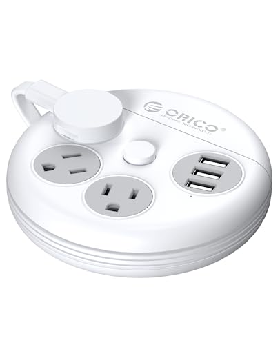 ORICO Flat Extension Cord with USB Ports and Outlets