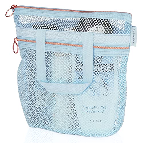 DV Lifestyle Mesh Shower Caddy - Portable Shower Bag with Zipper & 2 Pockets
