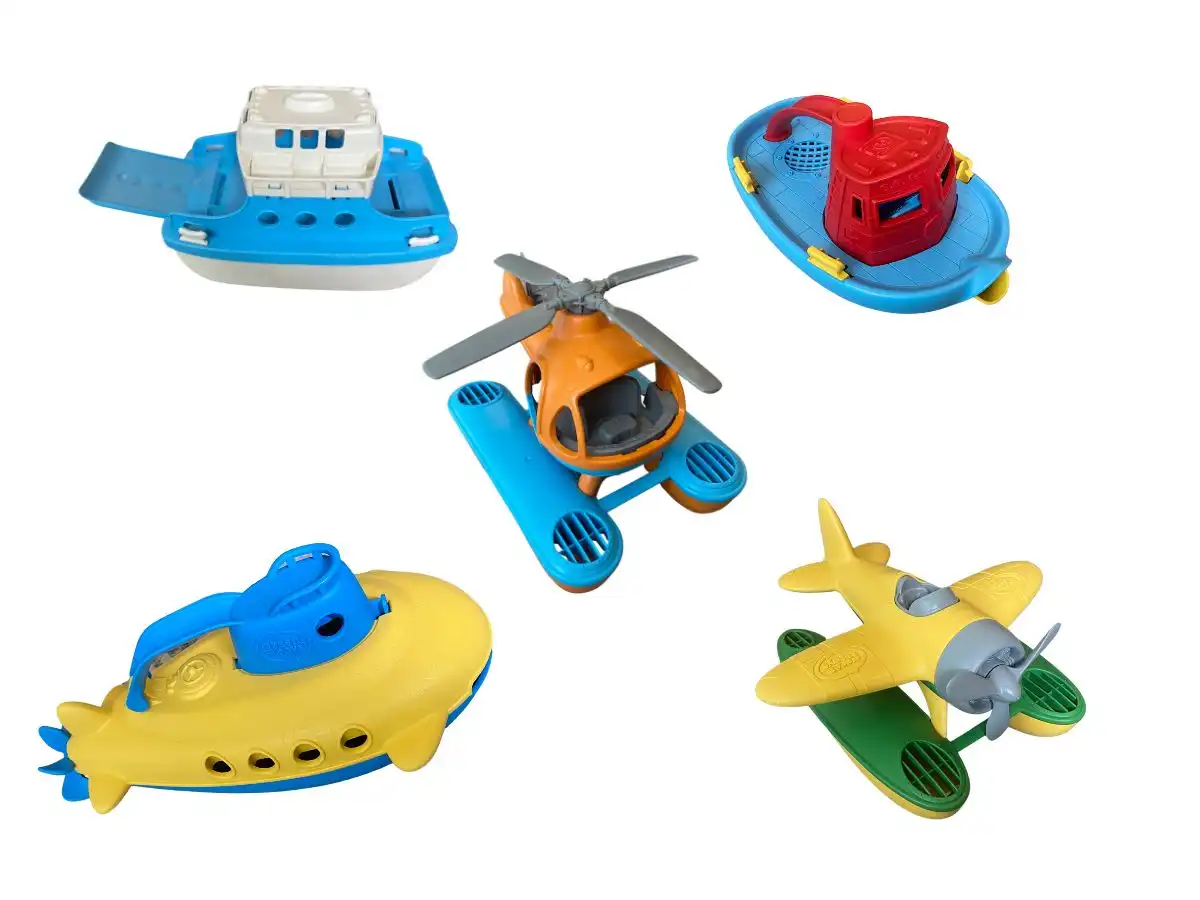 Toddler Bath Toys Bathtub Toy - Kids Floating Water Spray Toy Fun Bathtime  with Boat, Plice Car,Fire Truck and Plane Plastic Toy for Baby Boys and