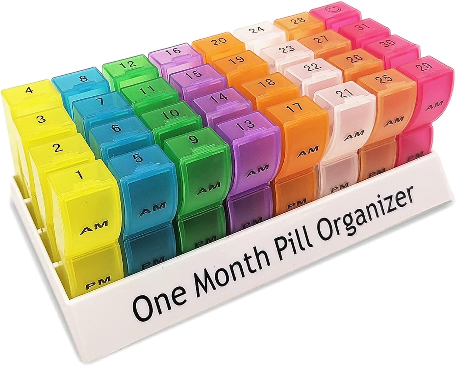 Monthly Pill Organizer - Am/Pm Daily Pill Organizer 32 Compartments for  Each Day, Pill Dispenser and Dispenser Caddy That Helps You Organize Your