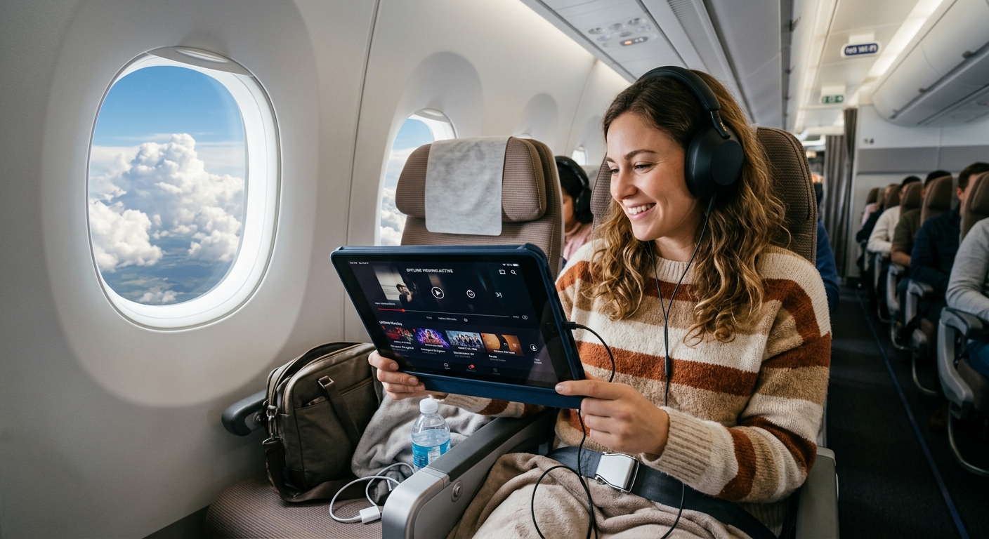 Saving Video Content for Long Flights When You Have No Wi-Fi