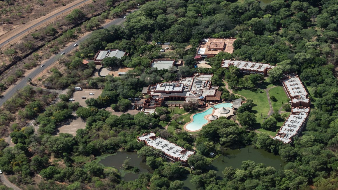 Aerial view of the Luxury Victoria Falls Resort in South Africa.