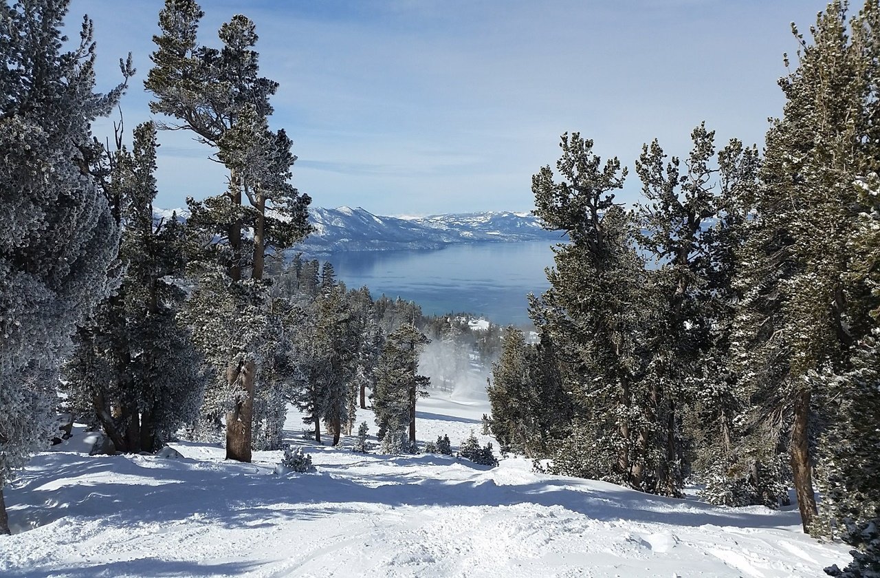 View of Lake Tahoe in winter