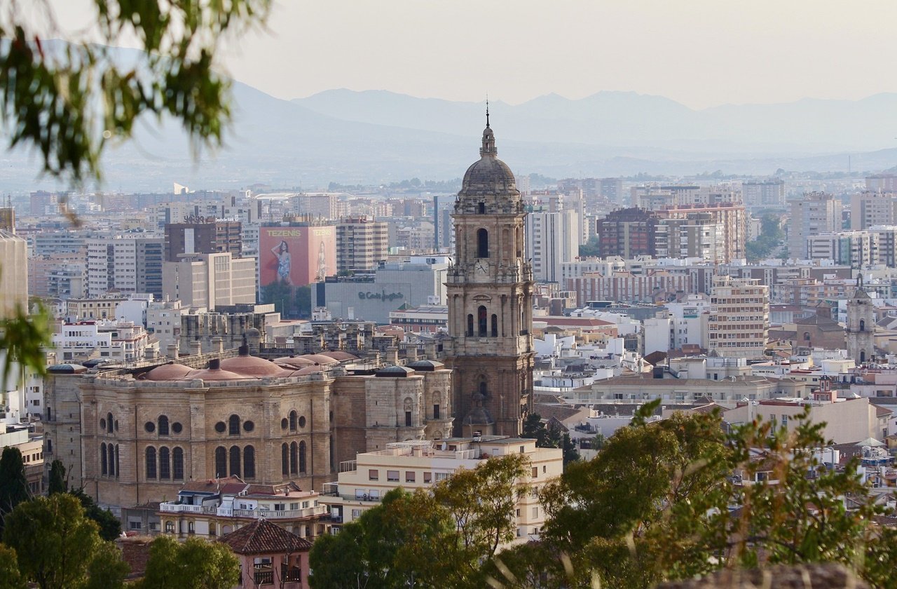 Skyline view of Malaga and the Malaga Cathedral