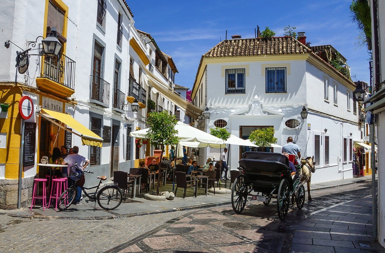 Whitewashed buildings of a street in Cordoba