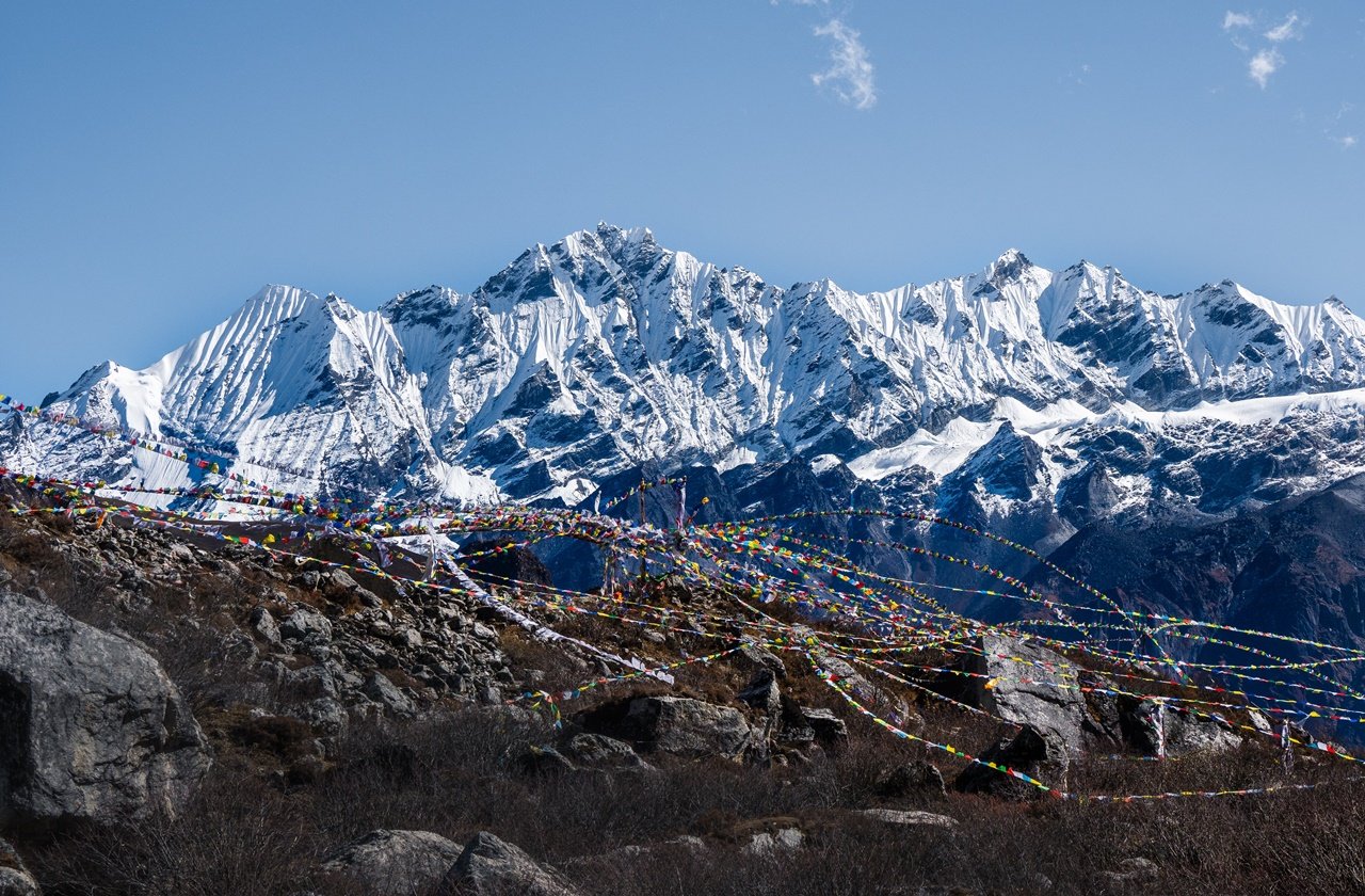 Langtang Trek View of the snow-capped mountains along Langtang Trek
