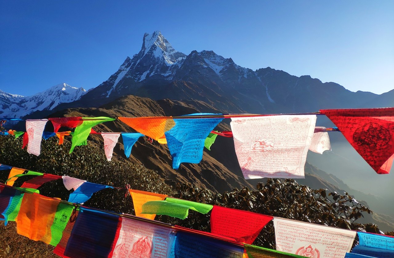 Mardi Base Camp Colorful prayer flags at Mardi Base Camp