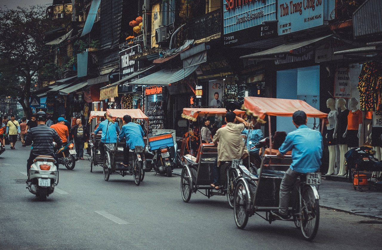 Busy city streets in Vietnam