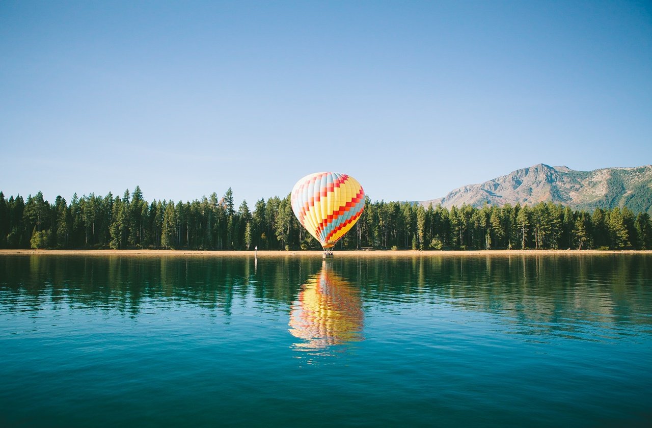 Hot air balloon on Lake Tahoe