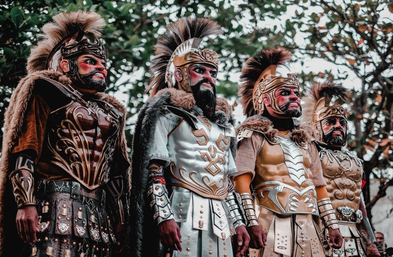 Locals dressed up as Roman soldiers during the Moriones Festival