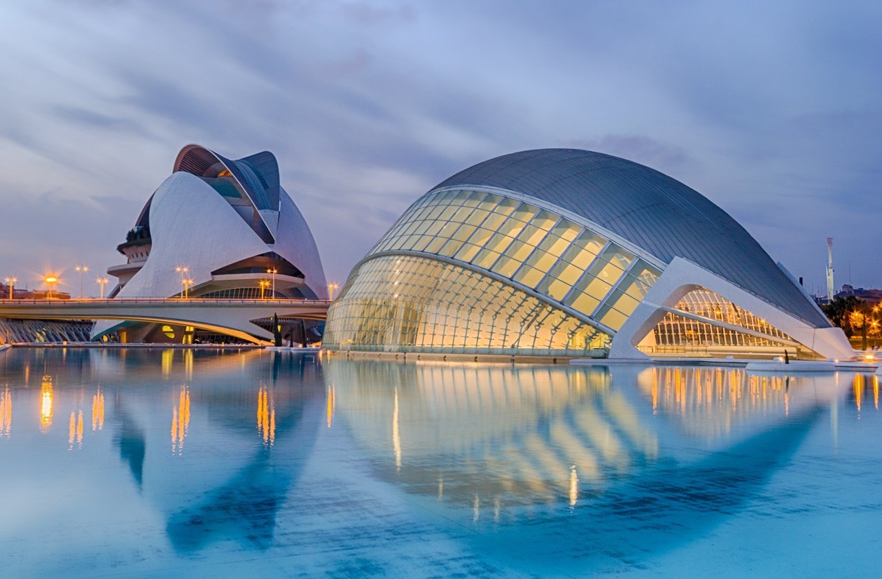 Futuristic buildings of the The City of Arts and Sciences in Valencia