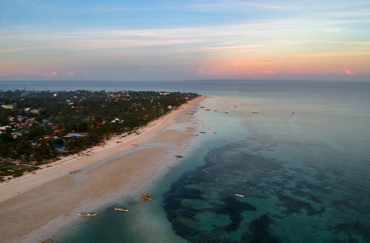 Aerial view of Bantayan Island Cebu on during sunset