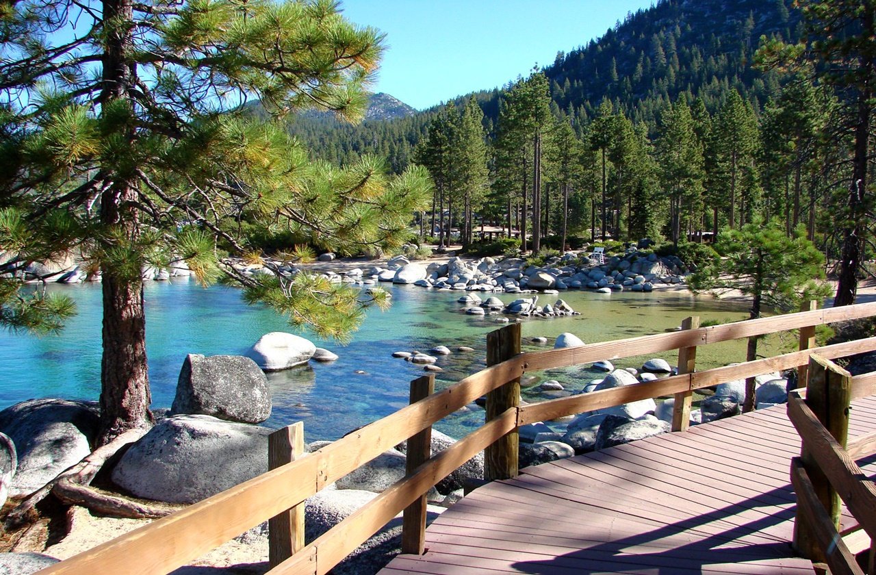 Boardwalk going to Sand Harbor in Lake Tahoe