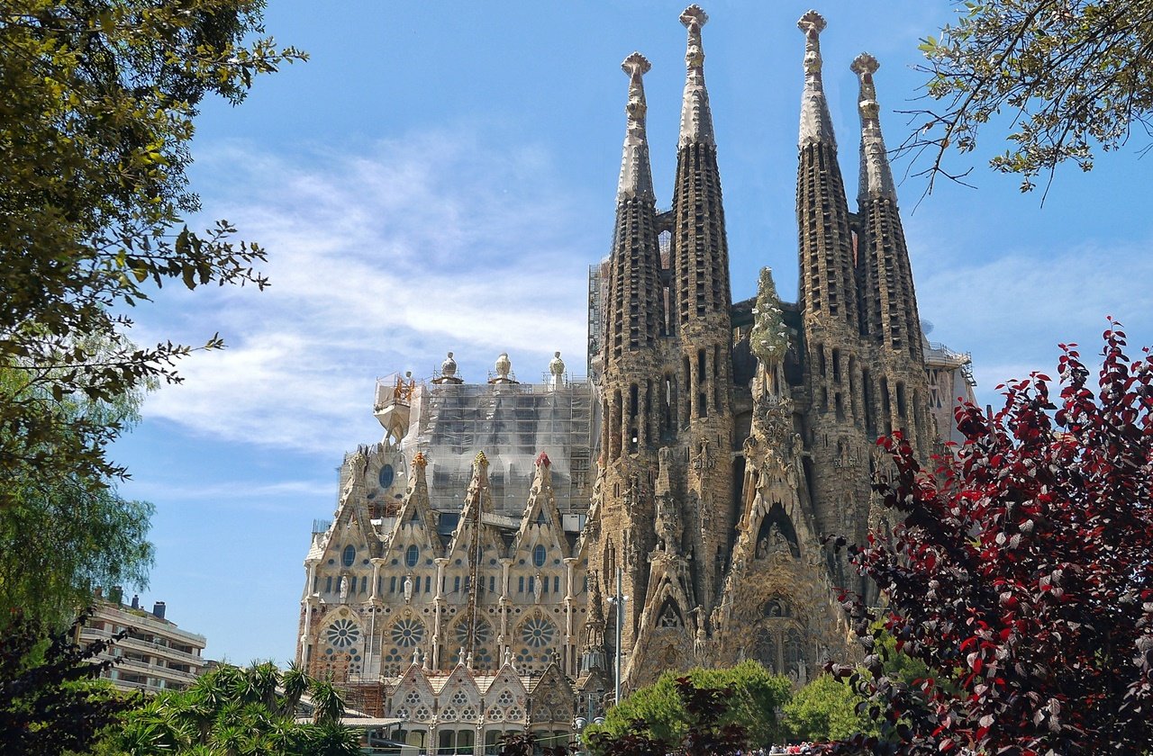 Exterior view of the iconic Sagrada Familia in Barcelona