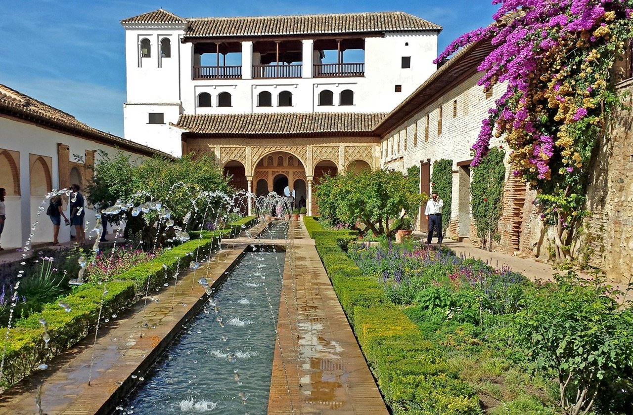 One of the fountains in Generalife Gardens