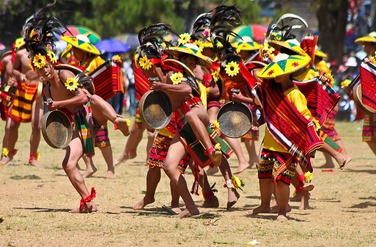 Warrior dancers on a street dance during the Panagbenga Festival