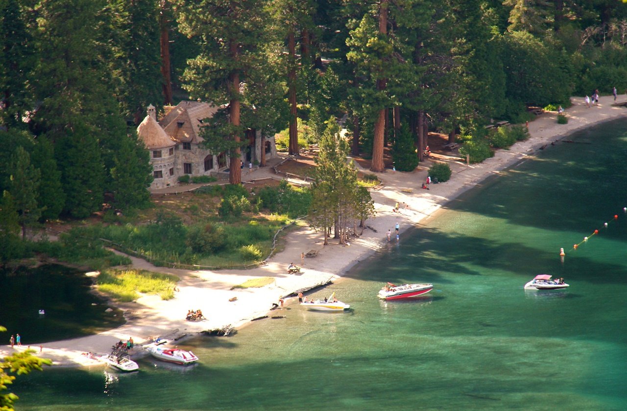 Aerial view of Vikingsholm in South Lake Tahoe