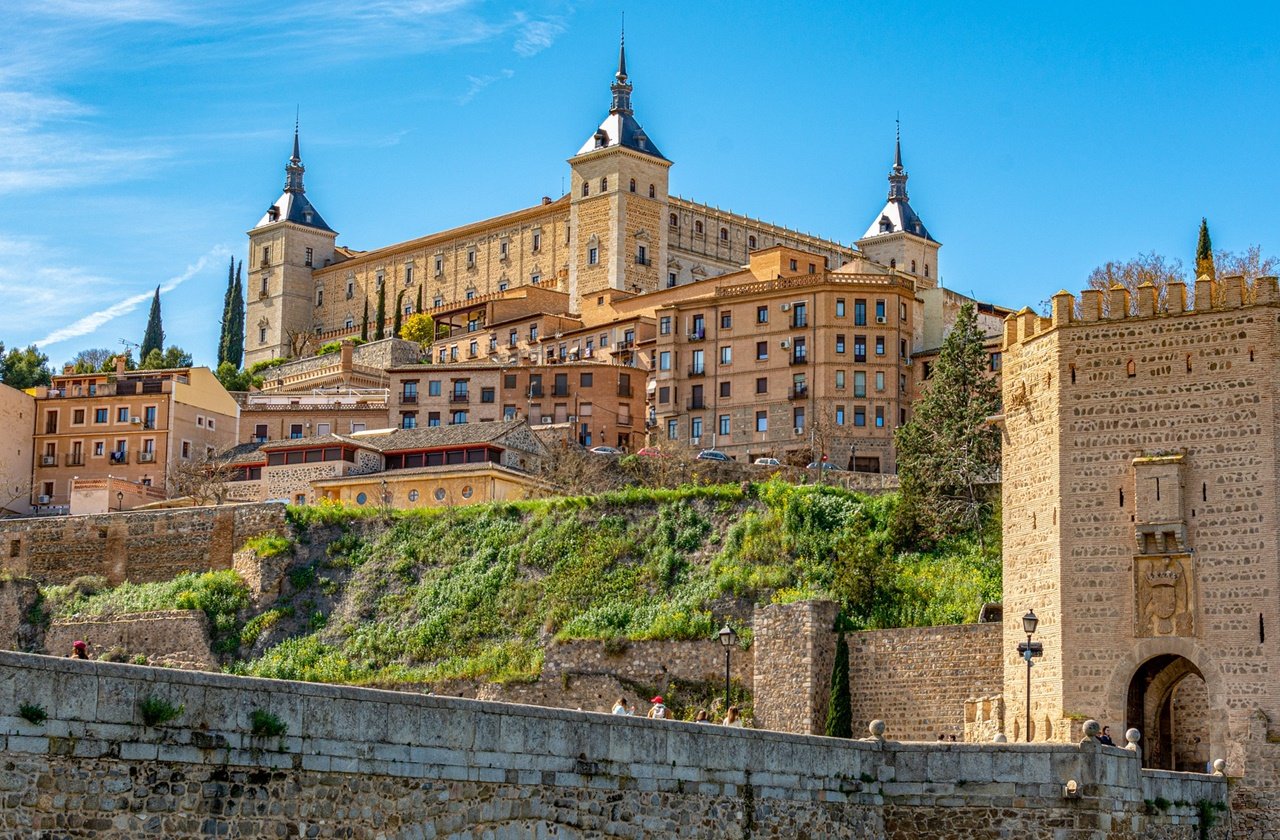 View of the Alcazar of Toledo and surrounding buildings
