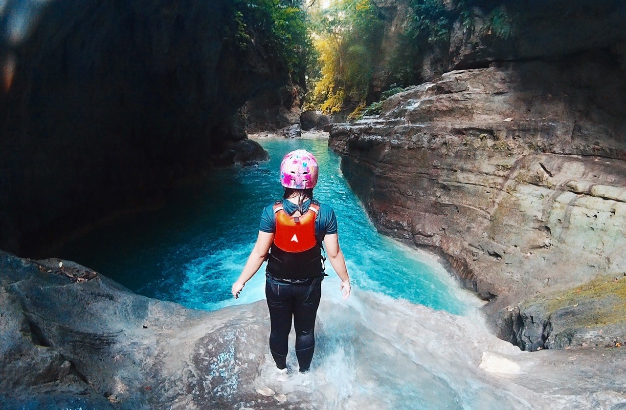 Kawasan Falls Girl canyoning at Kawasan Falls