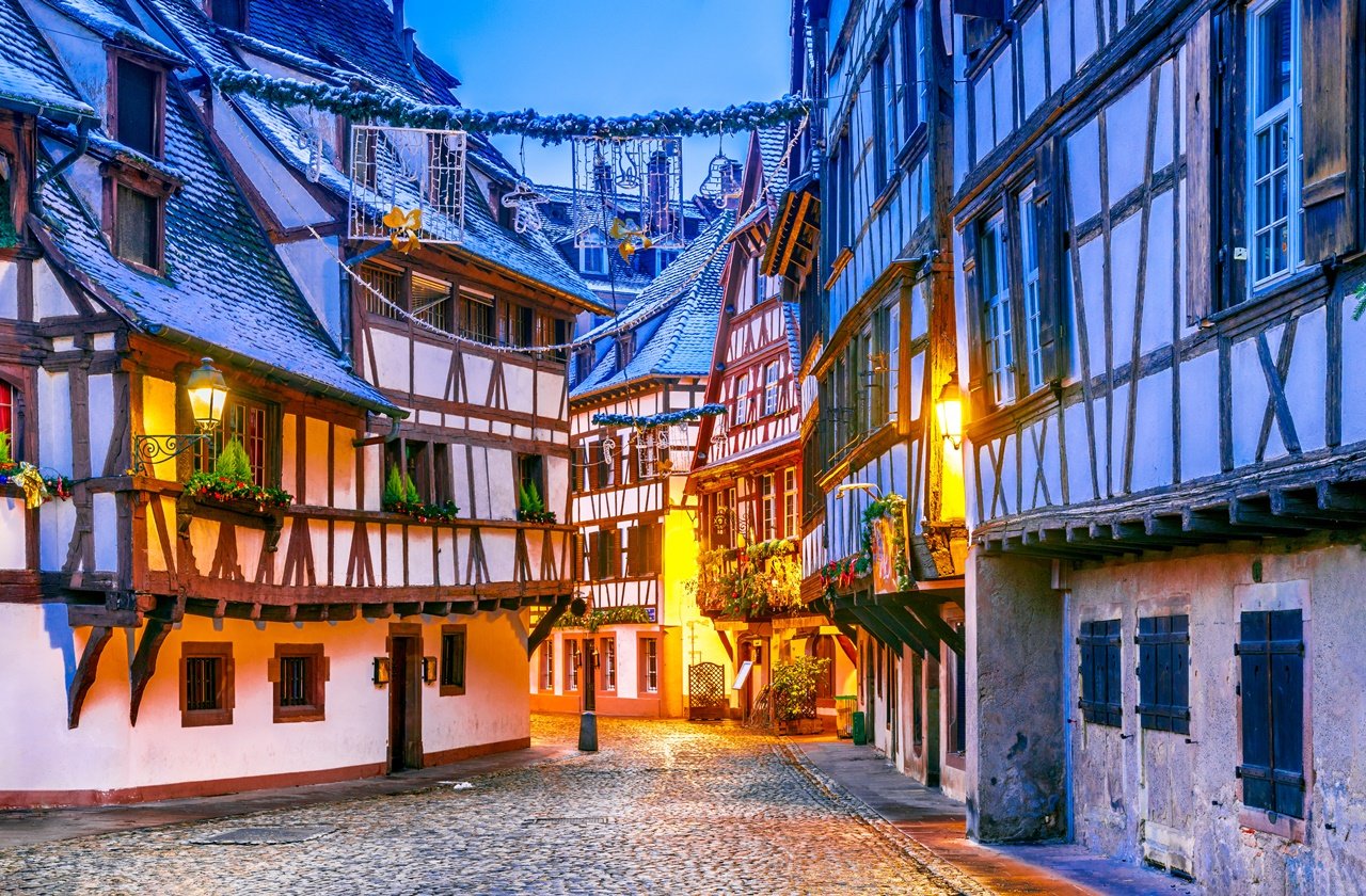 Picturesque streets of Alsace during Christmas