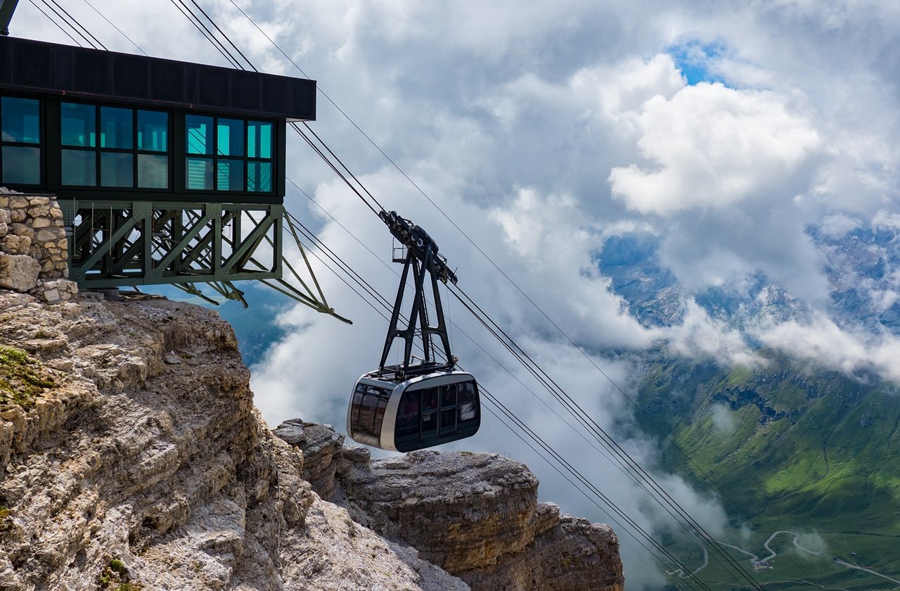 View from the summit of the Sass Pordoi cable car