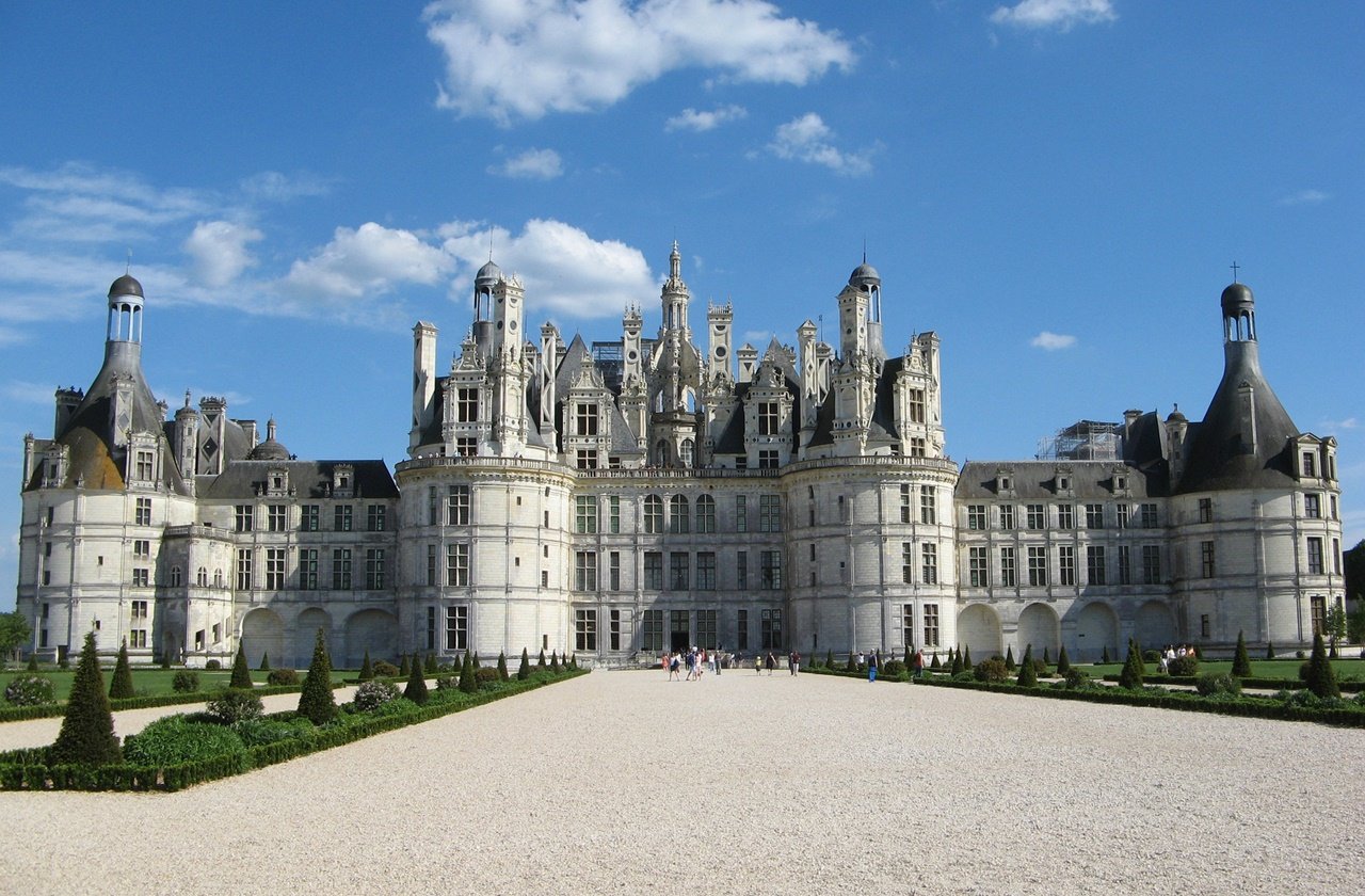 Exterior of Château de Chambord in Loire Valley