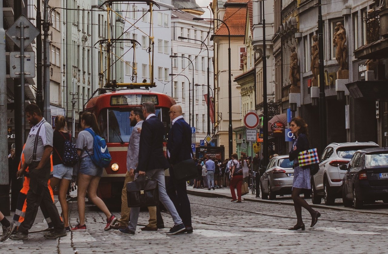 Prague Czech Republic Commuters walking around Prague