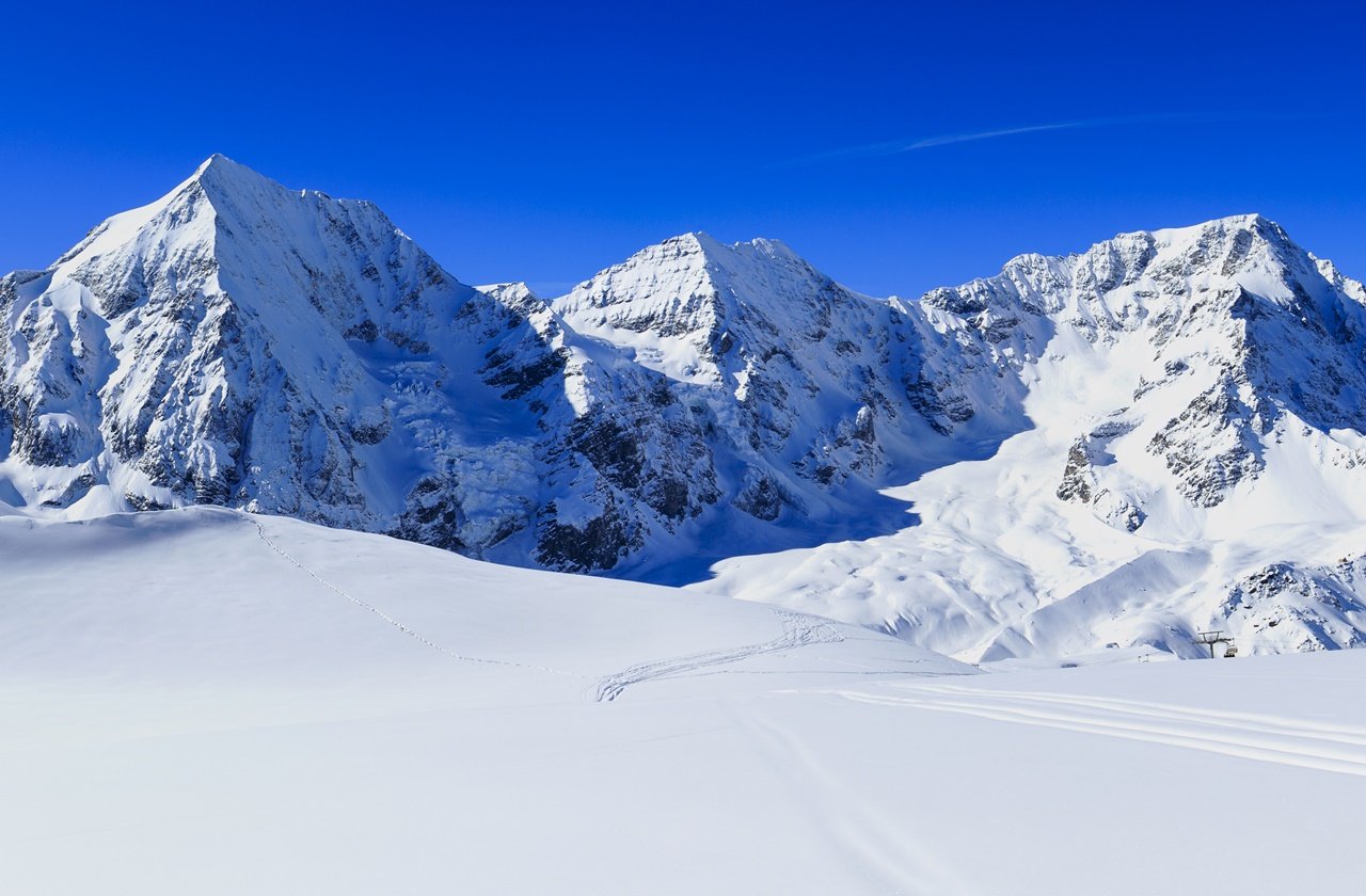 Panoramic views of the Italian Alps in winter
