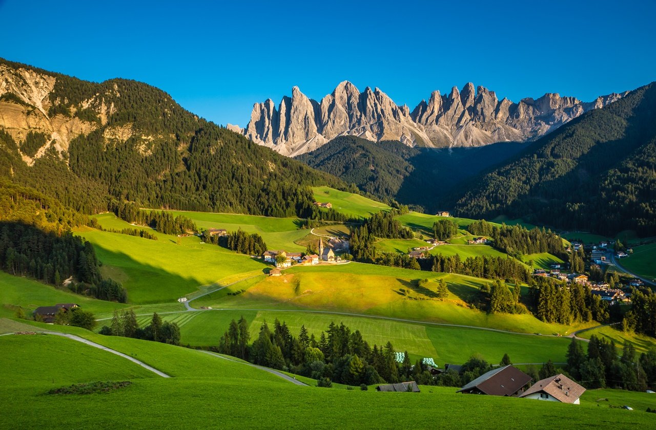 View of Val di Funes in the Italian Alps