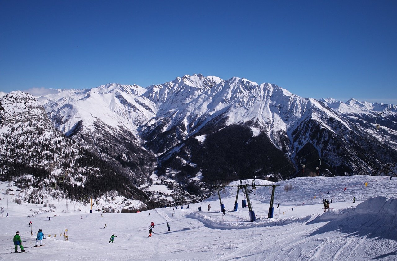 View of Courmayeur-Mont Blanc Resort in Aosta Valley