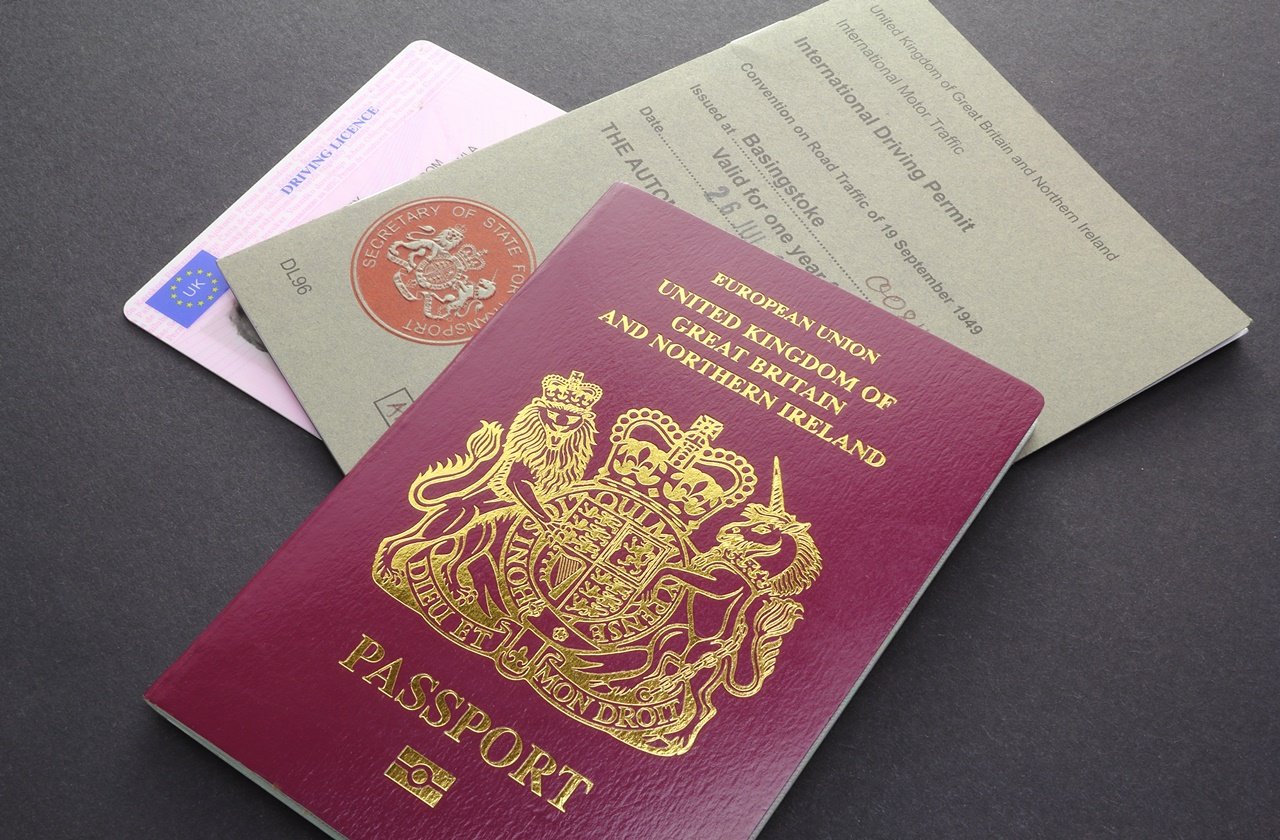 UK Passport with International Driver's Permit and Driver's License