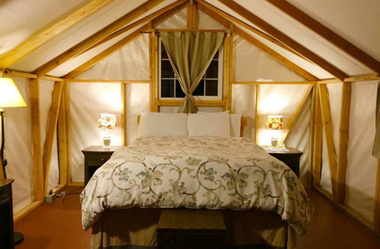 View inside Fernwood Resort's adventure tents